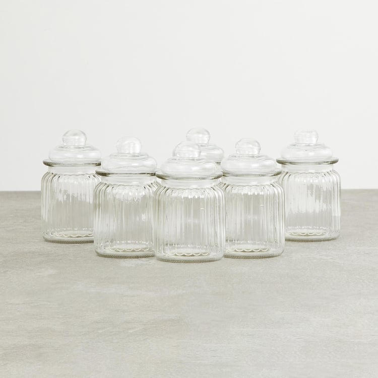 et of 6 Glass Storage Jars - 250ml