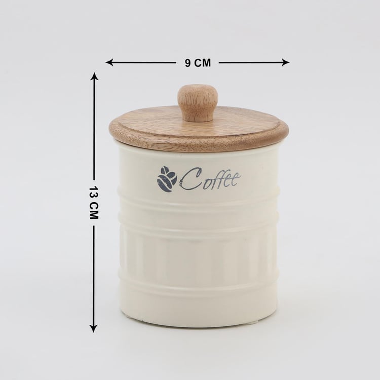 Metal Coffee Storage Canister With Mango Wood Lid
