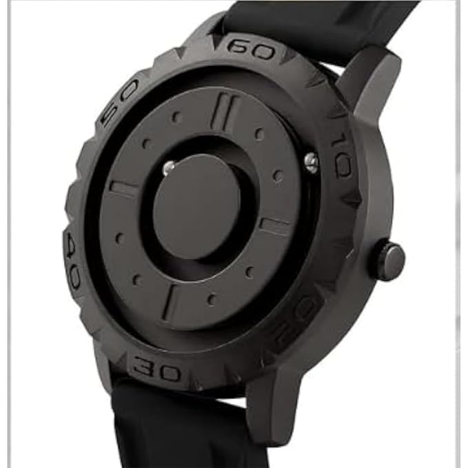 Men’s Magnetic Ball-Bearing Tactile Watch – Modern No-Hands Analog Timepiece with Dual Ball Indicators, Raised Markers, Recessed Tracks, Quartz Movement & Silicone Strap