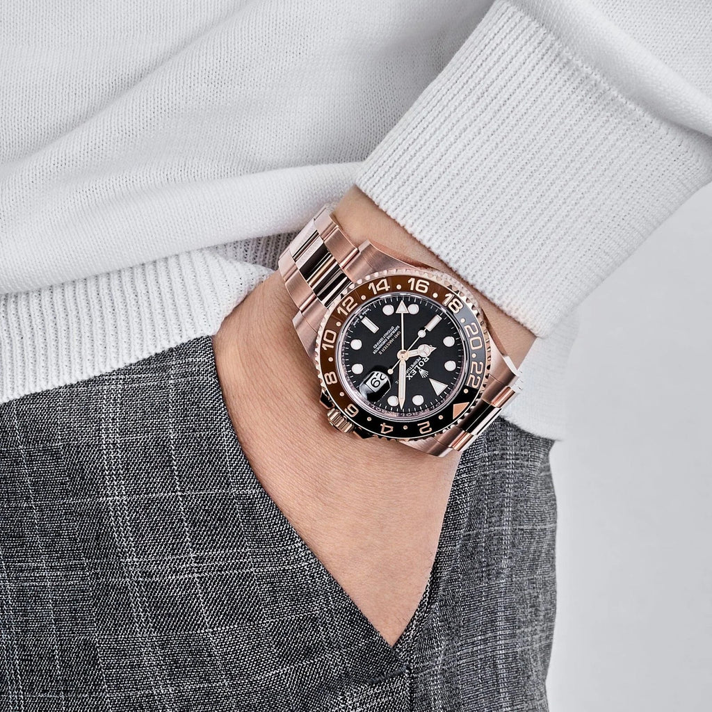 Rolex Root Beer Rose Gold Black Dial